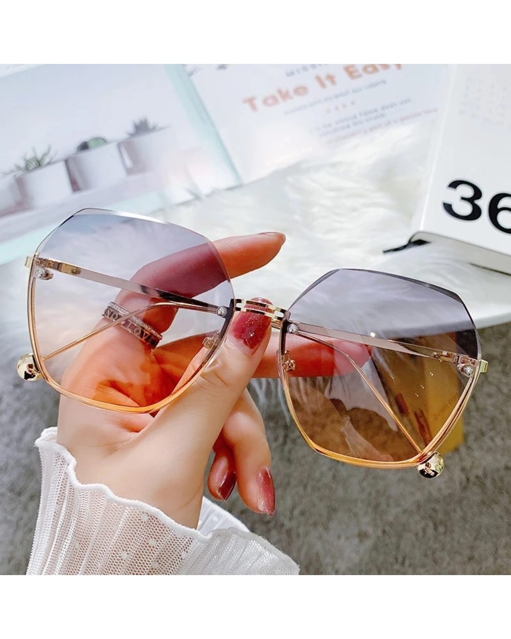 Fashion Hexagon Sunglasses Women Brand Designer Luxury Gradient Lens Sun Glasses Lady Square Oversized Shades Female Ey front-0