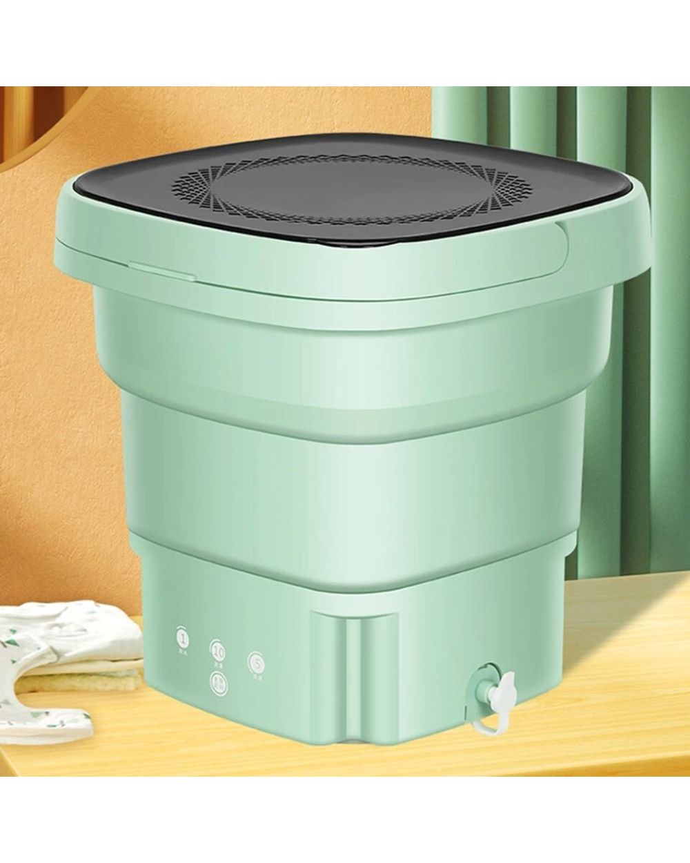 Portable Folding Washing Machine With Drain Bucket For Clothes Socks Underwear Cleaning Washer Mini Small Travel Washin front-3