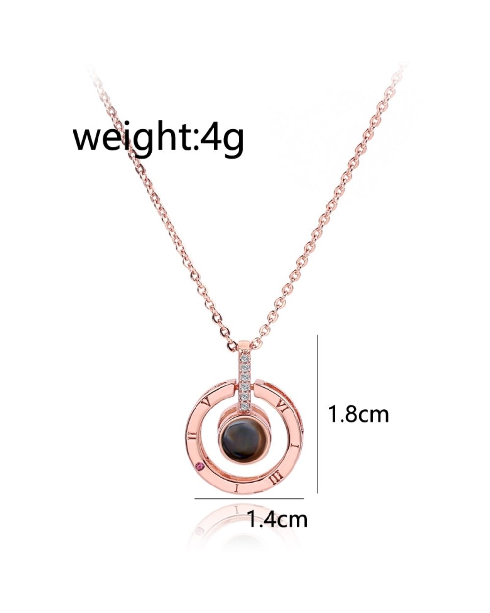 Rose Gold 100 languages I love you Projection Pendant Necklace Romantic Love Memory Wedding Necklace for Women front-5