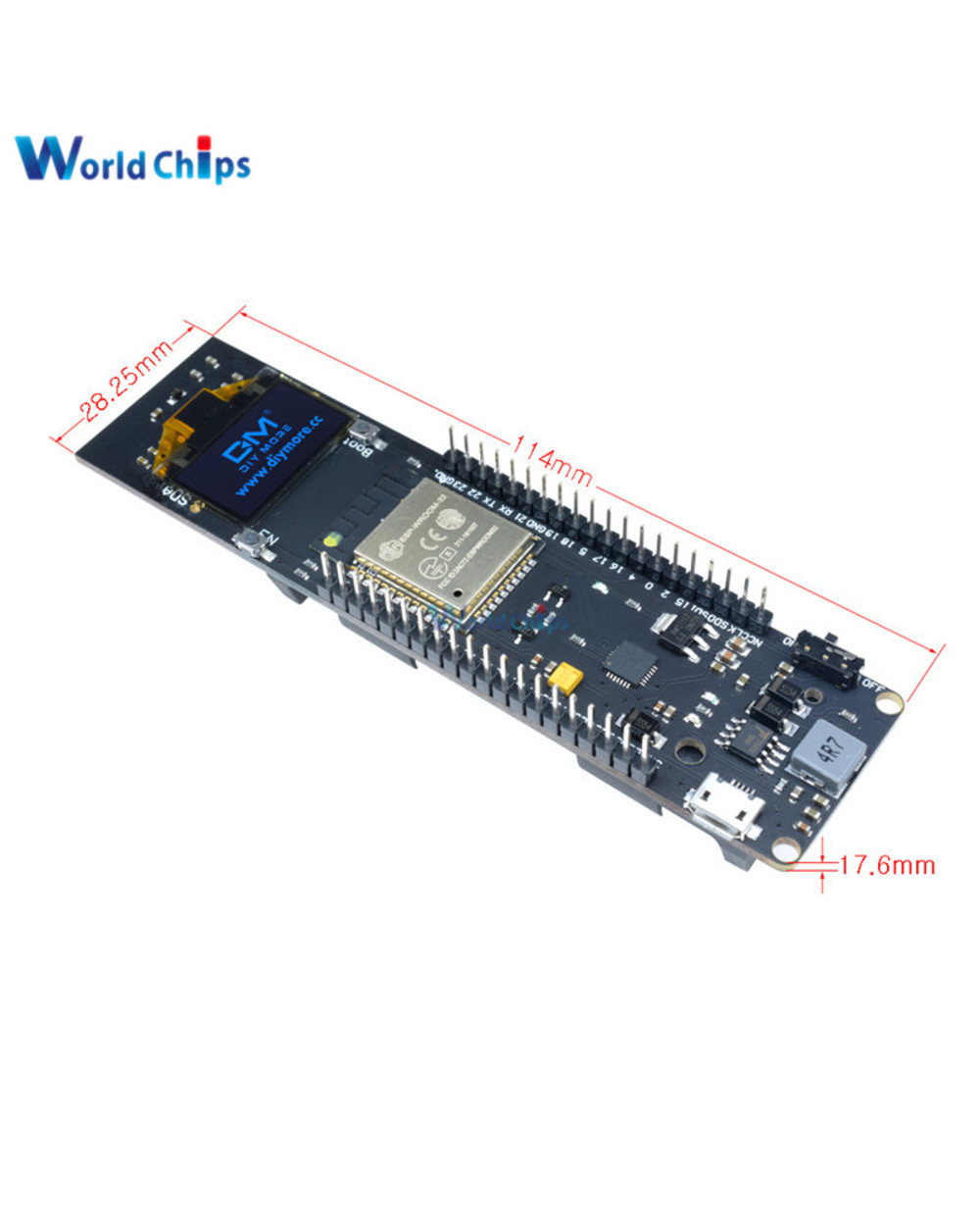 0.96 Inch Oled Display 18650 Lithium Battery Wifi Bluetooth Shield Esp32 Esp-32 Esp8266 Cp2102 Module Development Board front-4