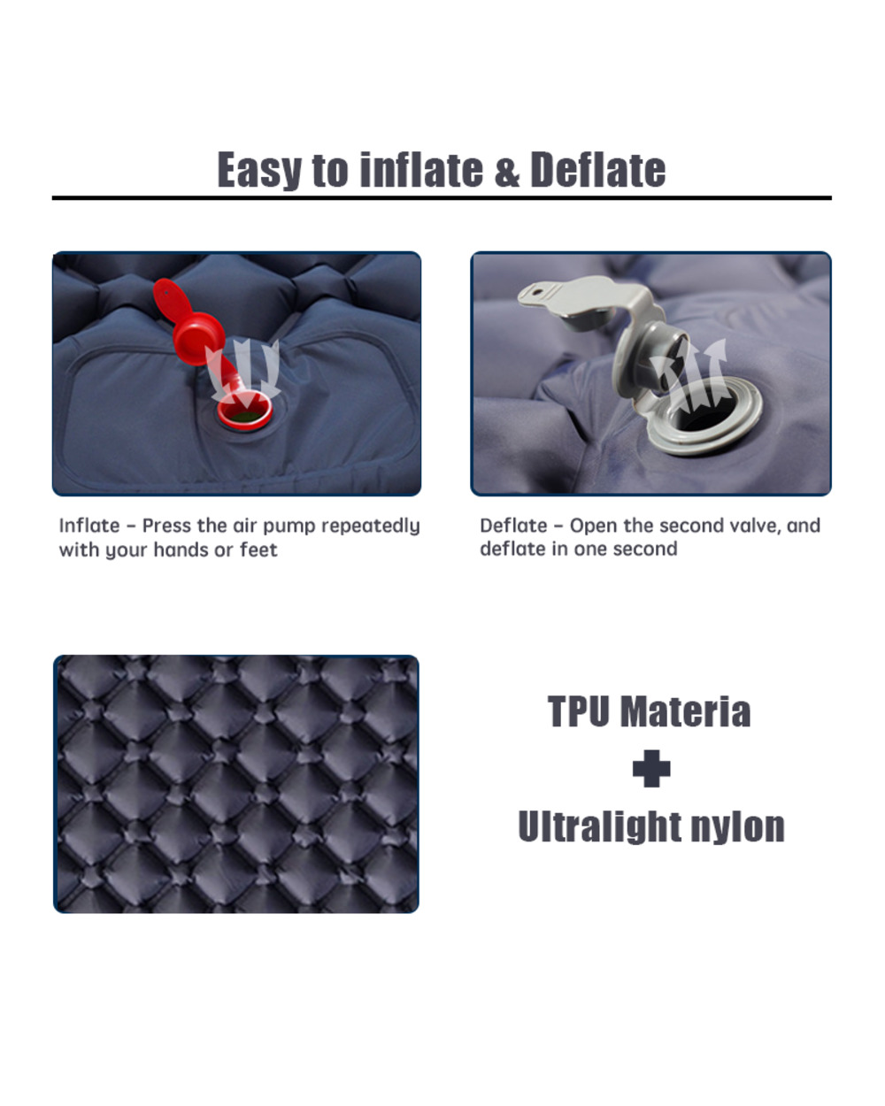 2022New Camping Sleeping Pad Camping Iatable Mattress With Pillows Travel Mat Folding Bed Ultralight Air Cushion Campin front-2