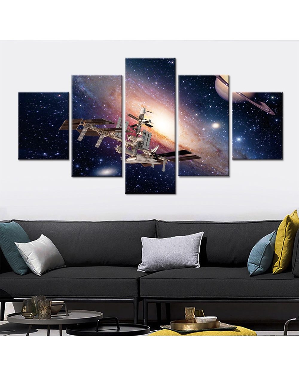 Space Satellite Picture Print Space 5 Panel Canvas Art Wall Decor front-0
