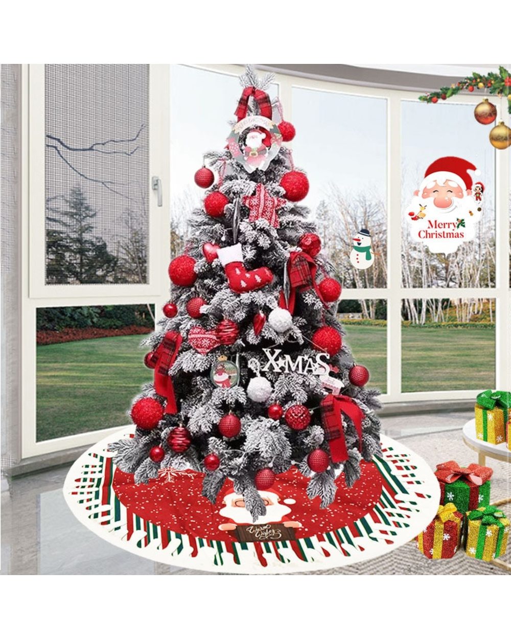 Christmas Tree Skirt Snowflake Xmas Tree Mat Carpet Ornament Christmas Decorations for Home New Year Party Natal Gifts front-3