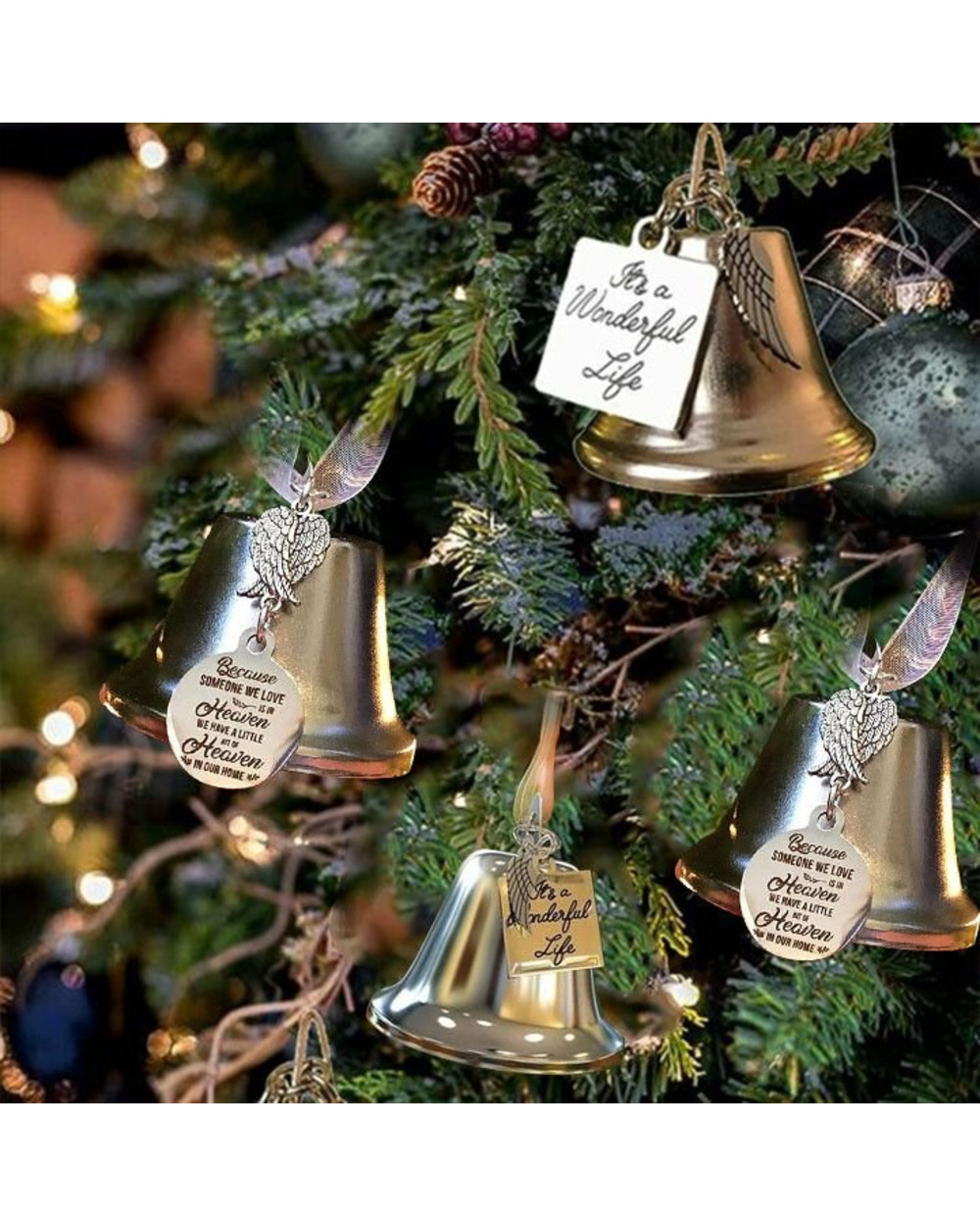 Angel Wings Bell Ornaments (Stainless Steel) front-6