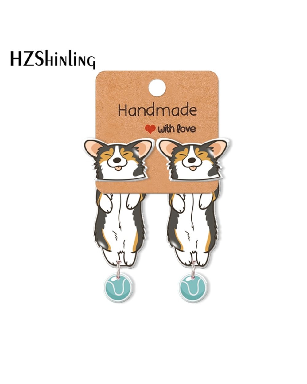Corgi Acrylic Stud Earrings Rein Epoxys Ear Jewelry front-1