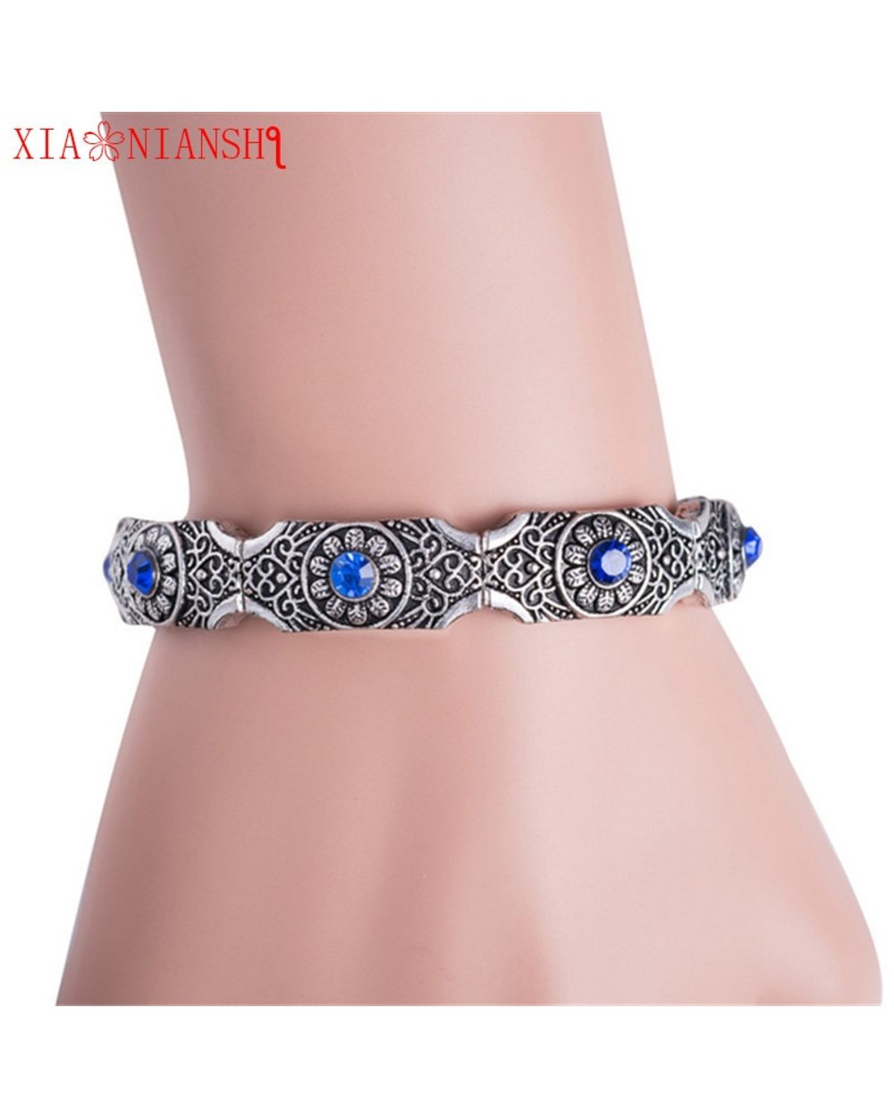 Native Antique Tibetan Silver Bracelet Bijoux Femme Adjustable Vintage Sunflower Pattern Bracelets Bangles front-5