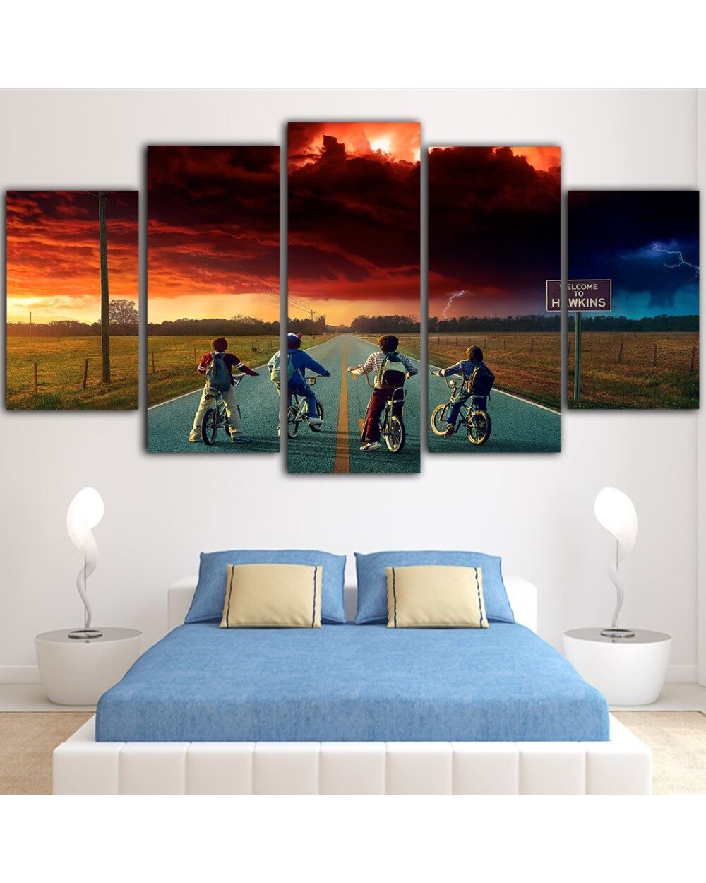 Movie Group of Kids riding Bikes Picture Print Canvas Art Wall Decor front-0