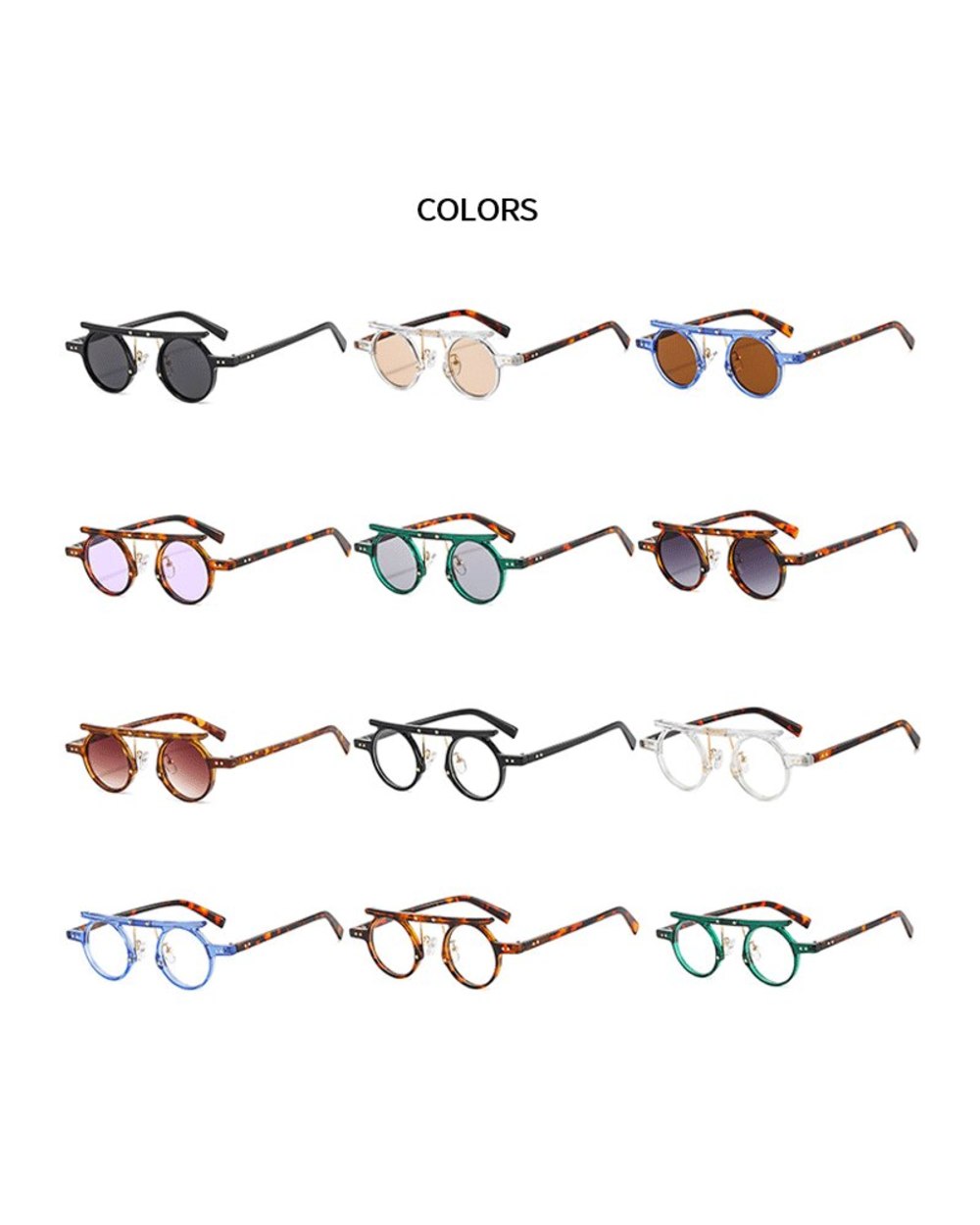 Fashion Round Punk Sunglasses Men Women Small Retro Gradient Lens Shades Vintage Color Uv400 Male Female Clear Eyewear front-5