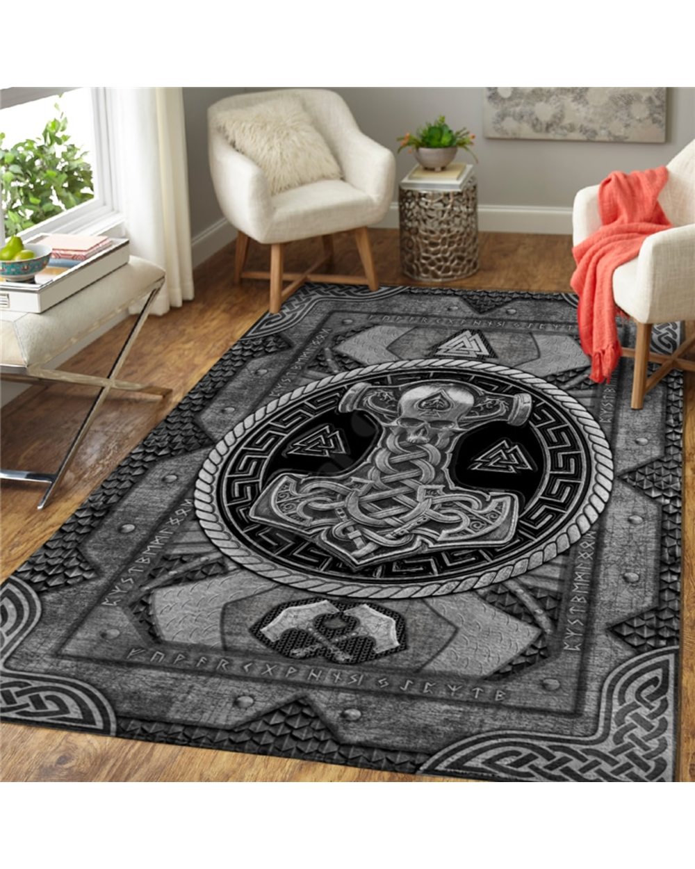 Viking Tattoo Rug 3D All Over Printed Carpet Mat Living Room Flannel Bedroom front-5