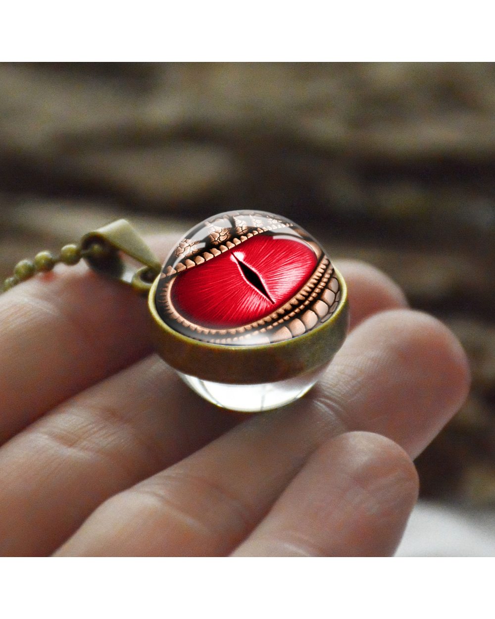Dragon Eyes Double Side Dome Glass Ball Pendant Bronze Zinc Alloy Necklace Handmade Necklaces Gifts for Women Men front-3