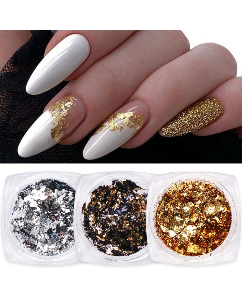 1 Box Gold Glitter Flakes Irregular Aluminum Foil Sequins For Nails front-0