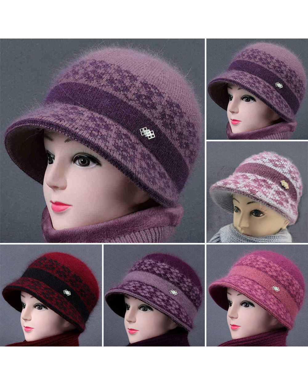Winter Warm Rabbit Furblended Hat For Women Knitted Hat For Mom Rabbit Fur Beanie Hat Lady Cap Fall Hat Cap front-0