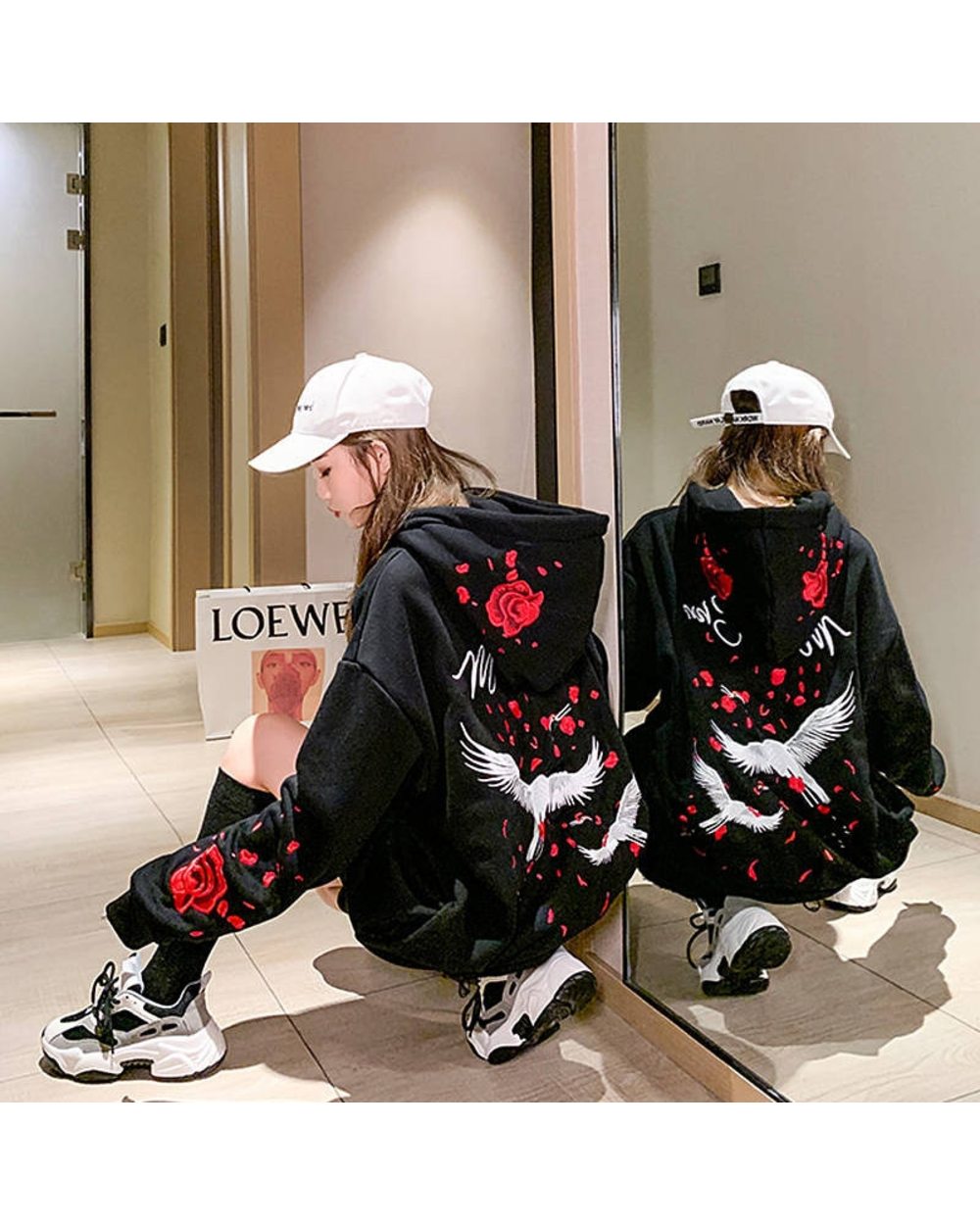 White Women Sweatshirts Cute Print Harajuku Hoodie Streetwear Winter Oversized Tops Hoody Womens front-5
