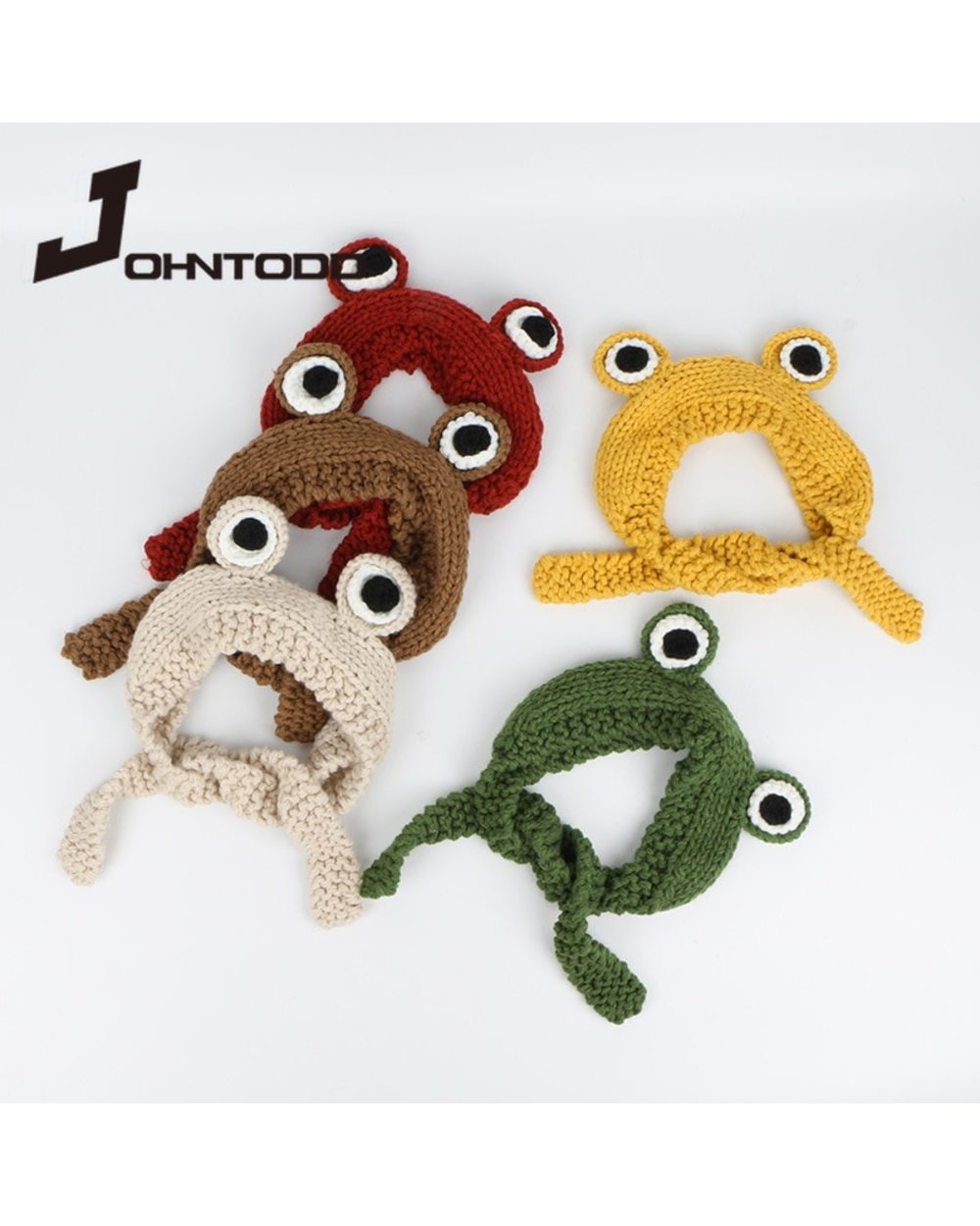 2021 Fashion Autumn Winter Frog Hat Beanies Knitted Hat Solid Hip-Hop Cute Knitted Hat Cap Ladies Girls Warm Winter Bon front-0