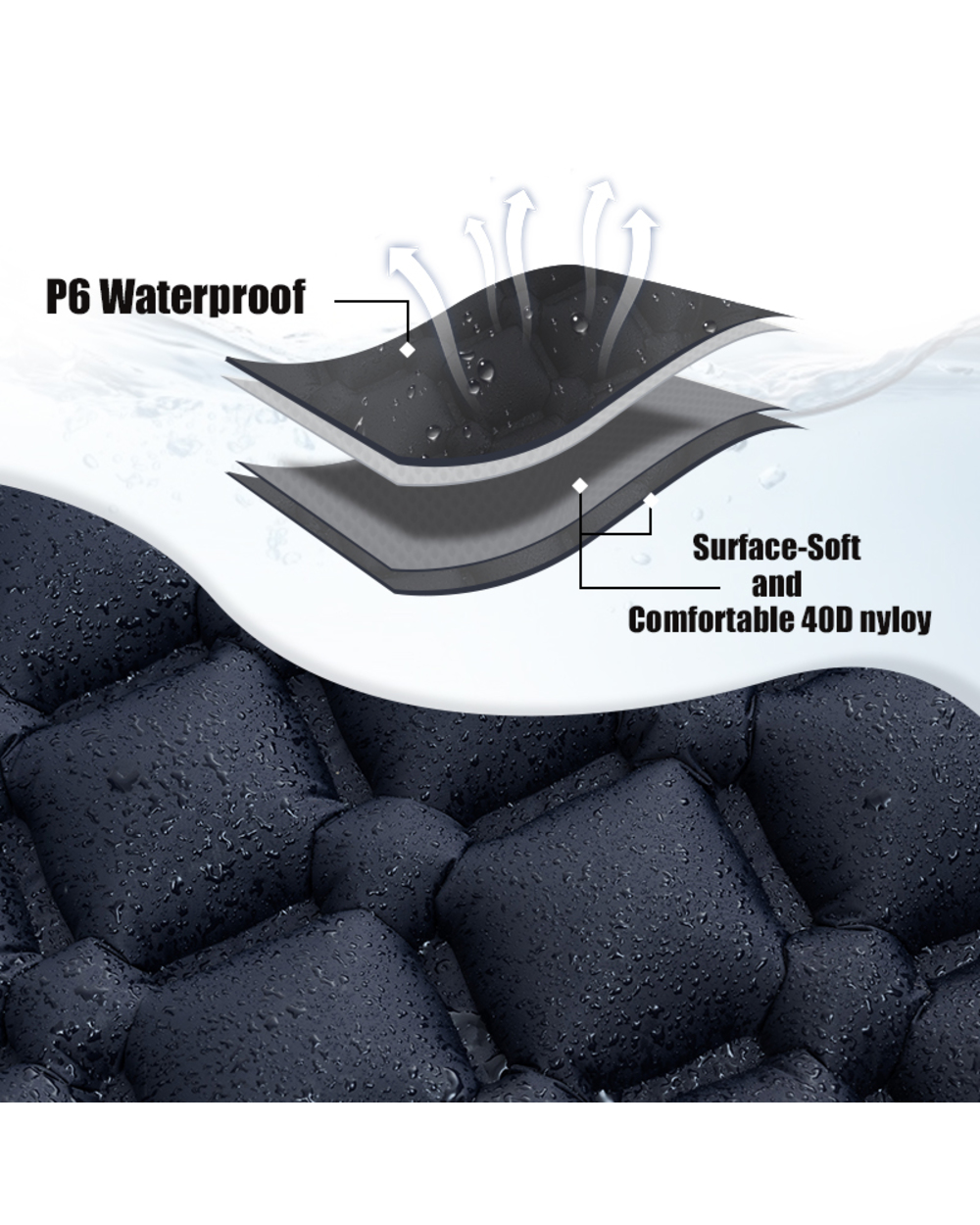 PACOONE Outdoor Camping Sleeping Pad Inflatable Mattress with Pillows Ultralight Air Mat Built-in Inflator Pump Travel front-4