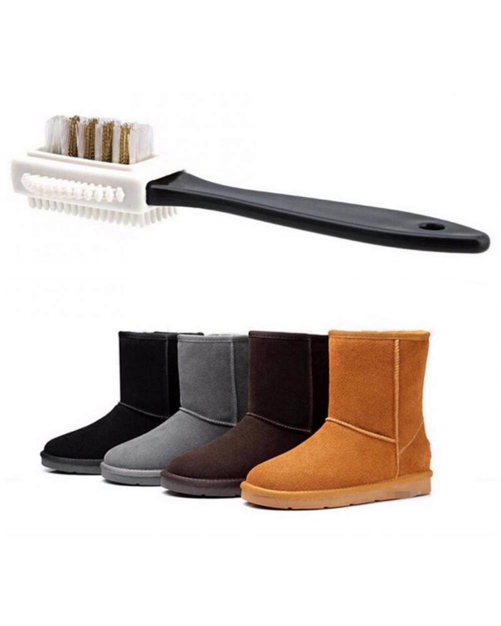 1Pc 3Side Shoe Brush Black Cleaning Brush For Suede Nubuck Boot Shoes Shape front-1