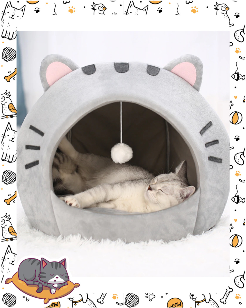 Pet Tent Cozy Cave Bed For Winter front-0