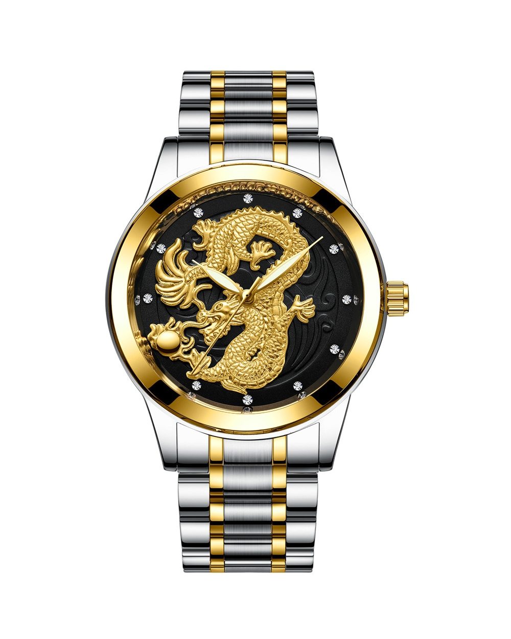 New Golden Casual Steel Fashion Quartz Watch Mens Watches Top Brand Luxury Waterproof Clock Luminous Relogio Masculino front-3