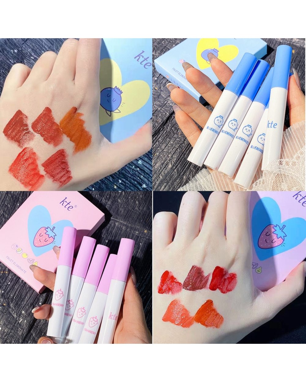 5Pcs Cigarette Lip Gloss Set Matte Red Tint For Lips Makeup Long Lasting Water Mirror Lip Glaze Waterproof Lipstick Kit front-5