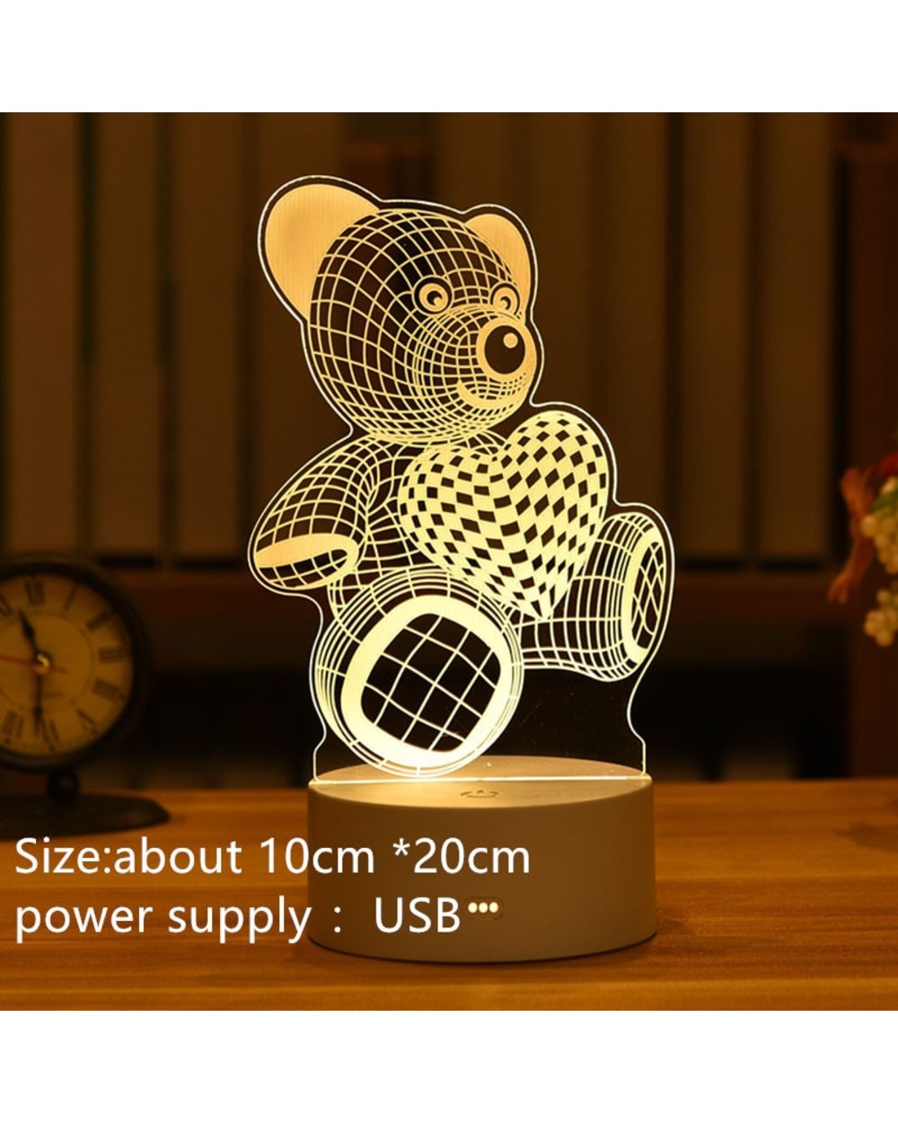 Romantic Love 3D Lamp Heart-shaped Balloon Acrylic LED Night Light Decorative Table Lamp Valentine Day Gift front-3