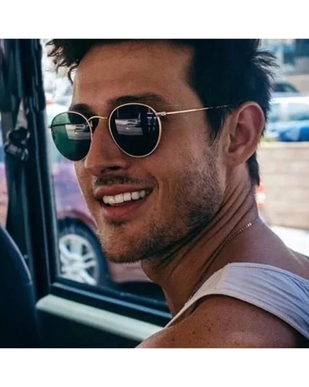 Classic Round Sunglasses Men Vintage Small Frame Driving Sun Glasses Brand Designer Retro Male Black Shades Oculos De S front-0