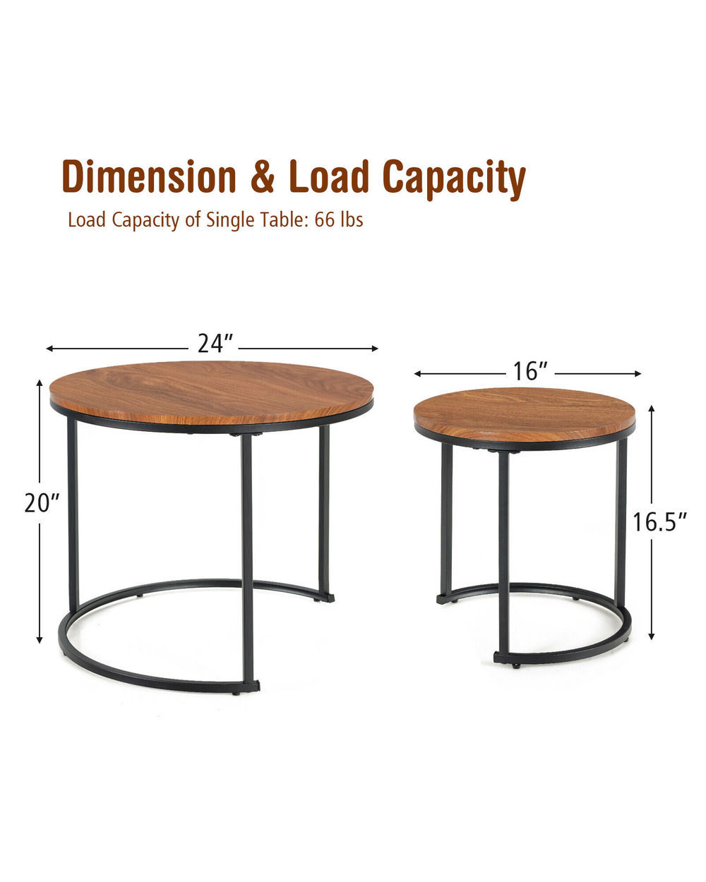 Coffee Table 2 Set- Modern Round Side Tables front-5