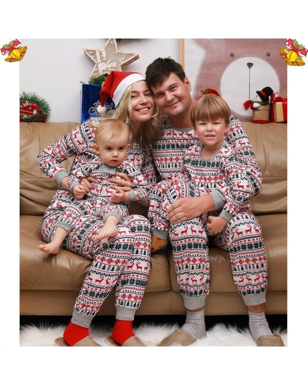 2021 Aldult Christmas Pajamas and Christmas Pajamas for Kids Print Sleepwear Family Matching Christmas Pajamas Sets front-3