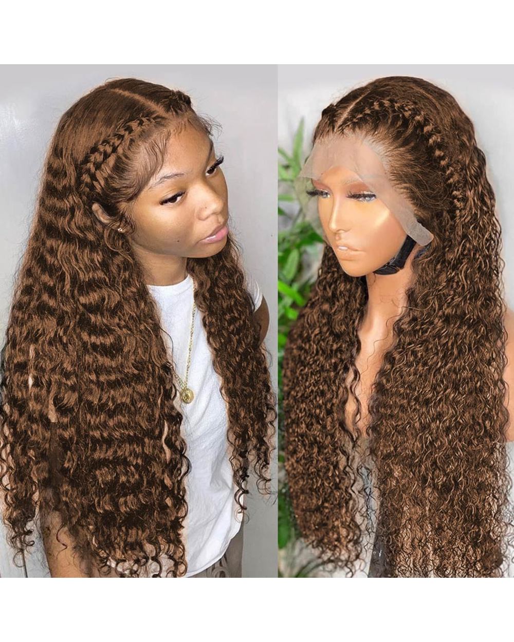 Deep Wave Frontal Wig Brown Hd Lace Frontal Wig 4 2 T Part Curly Human Hair Colored Loose Deep Wave Wet And Wavy Lace front-0