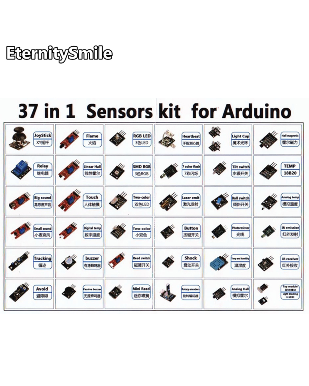 For Arduino 45 In 1 Sensors Modules Starter Kit Better Than 37In1 Sensor Kit 37 In 1 Sensor Kit Uno R3 Mega2560 front-5