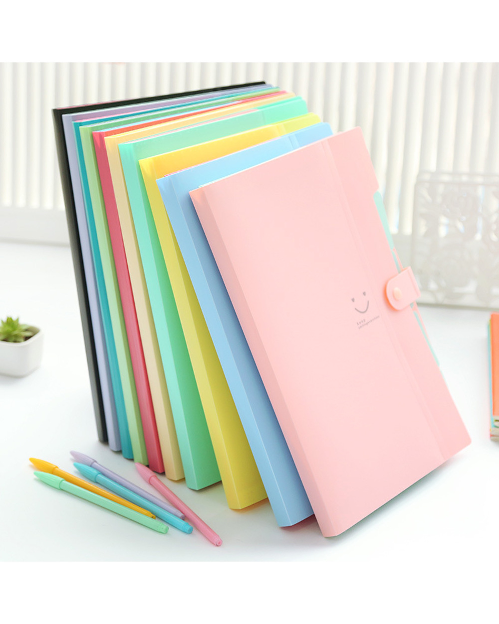 Kawaii File Organization Folder A4 File Document Bag Pouch Bill Wallet Folder Holder Organizer Fastener School Office S front-2