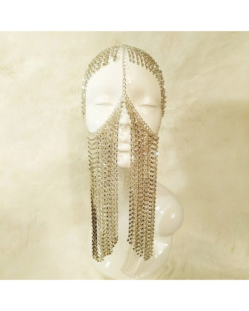 Rhinestone Tassel Mask Chain front-2