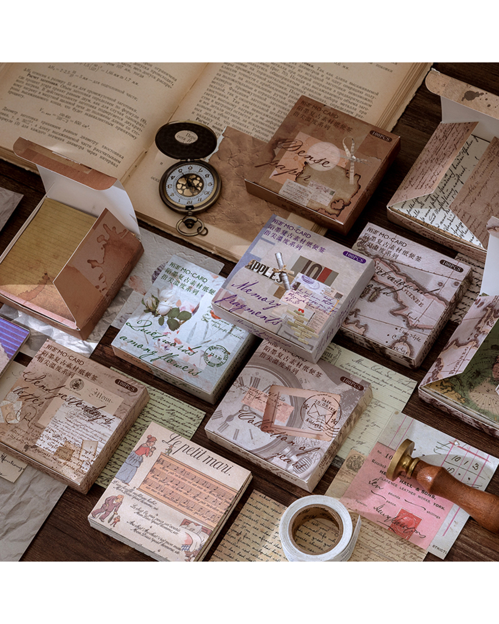 Dimi 100 Pcs Fingertip Temperature Series Retro Material Note Paper For Scrapbooking Journal Vintage Deco Diy Collage S front-1