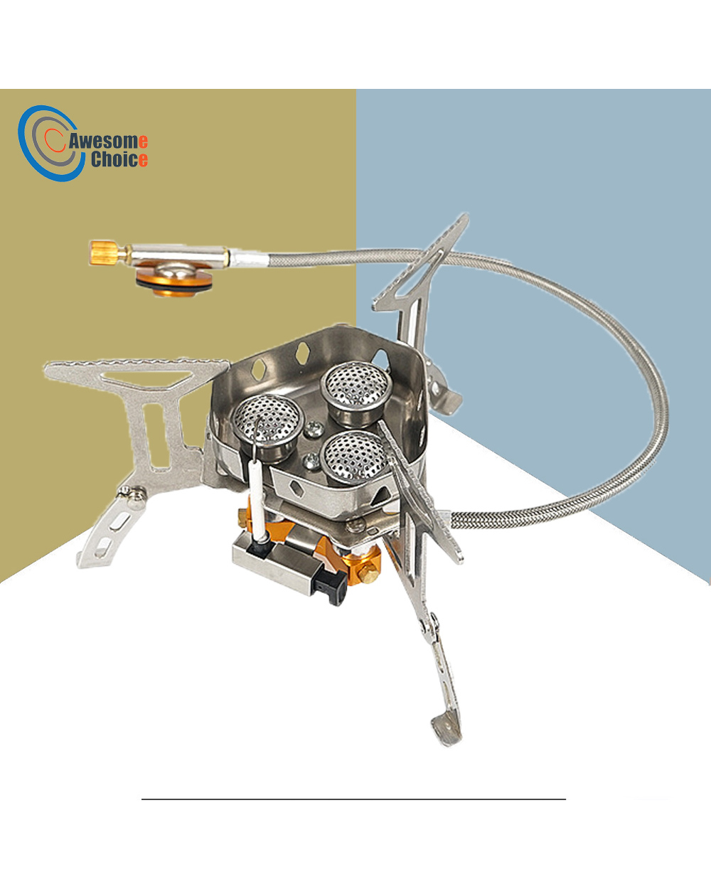 5800W 3 Burners Camping Gas Stove Foldable Piezo Ignition Lightweight Windproof Backpacking Stove Outdoor Sport Cooking front-0
