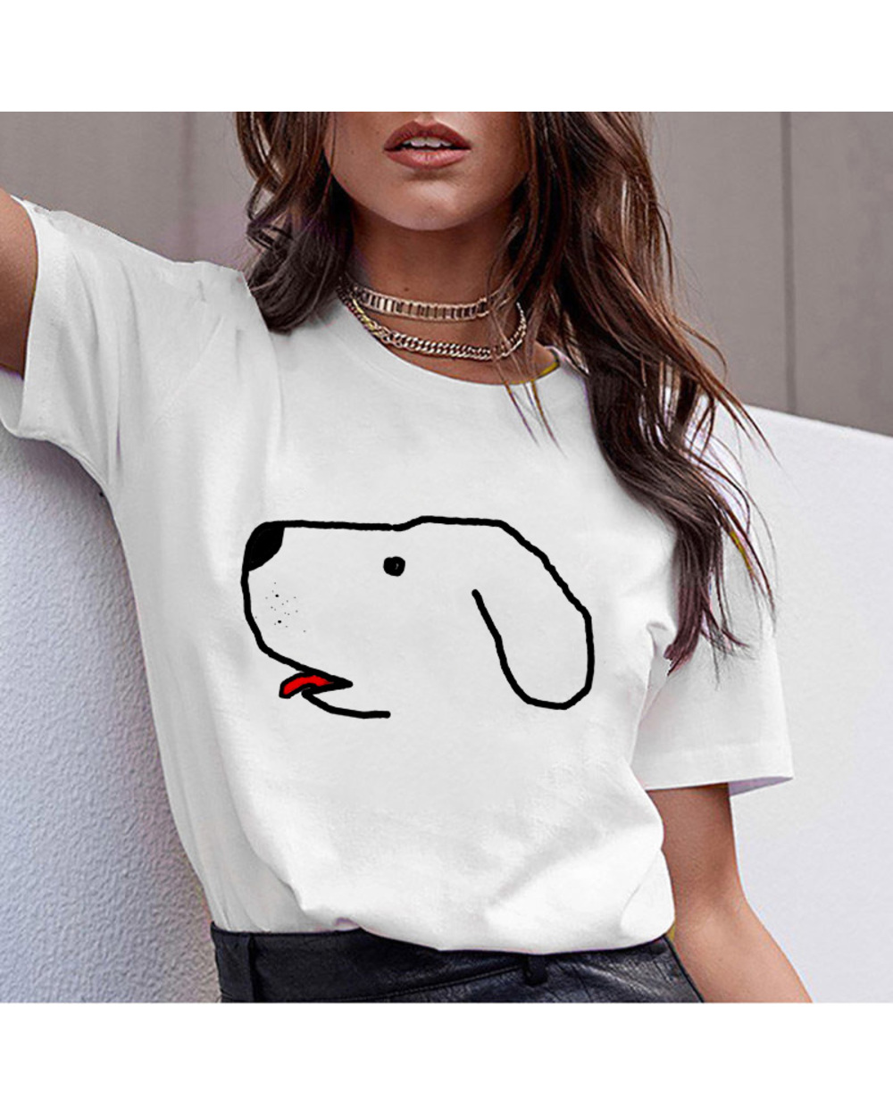 Dachshund Teckel Funny T Shirt Summer Women Cute dog T-shirt Pit Bull Tshirt Female Tee Tops front-3