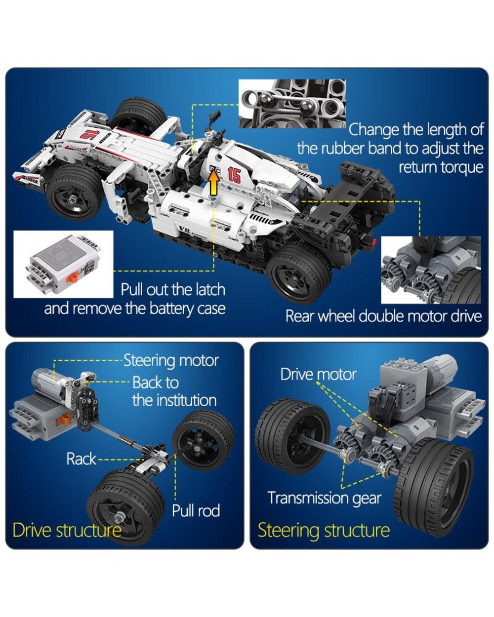 729pcs Technical City Racing Car Remote Control RC Car Electric truck Building Blocks bricks Toys For Children Gifts front-3