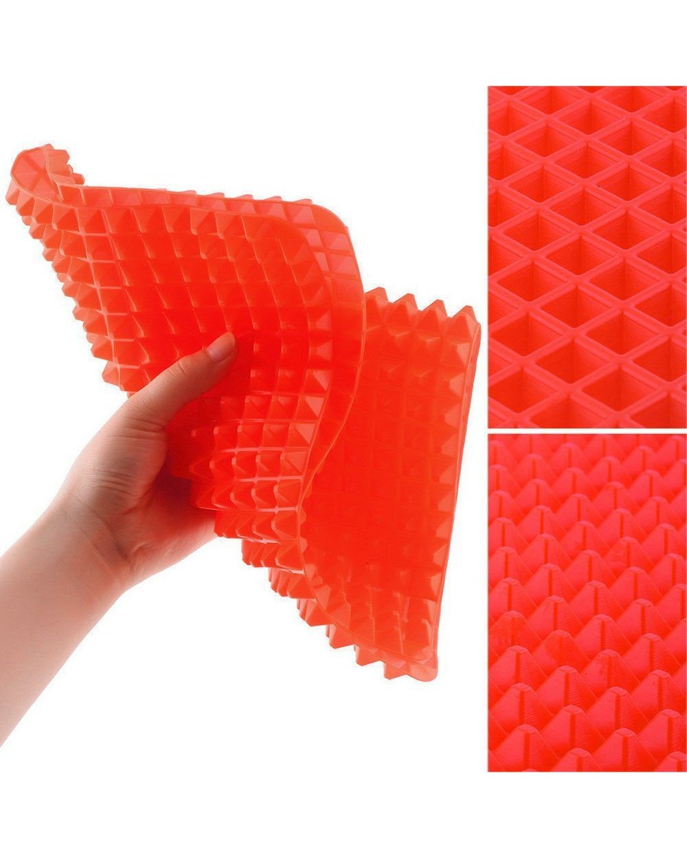 Multi-Function Meat Pad Bbq Mat Silicone Bbq Pyramid Pan Fat Reducing Slip Oven Baking Grill Oil Filter Pad Sheet Cooki front-4