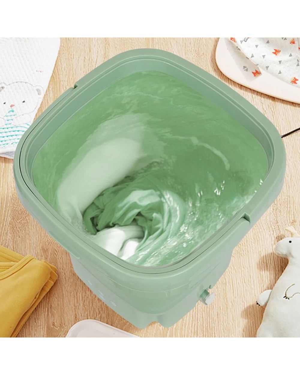Portable Folding Washing Machine With Drain Bucket For Clothes Socks Underwear Cleaning Washer Mini Small Travel Washin front-5
