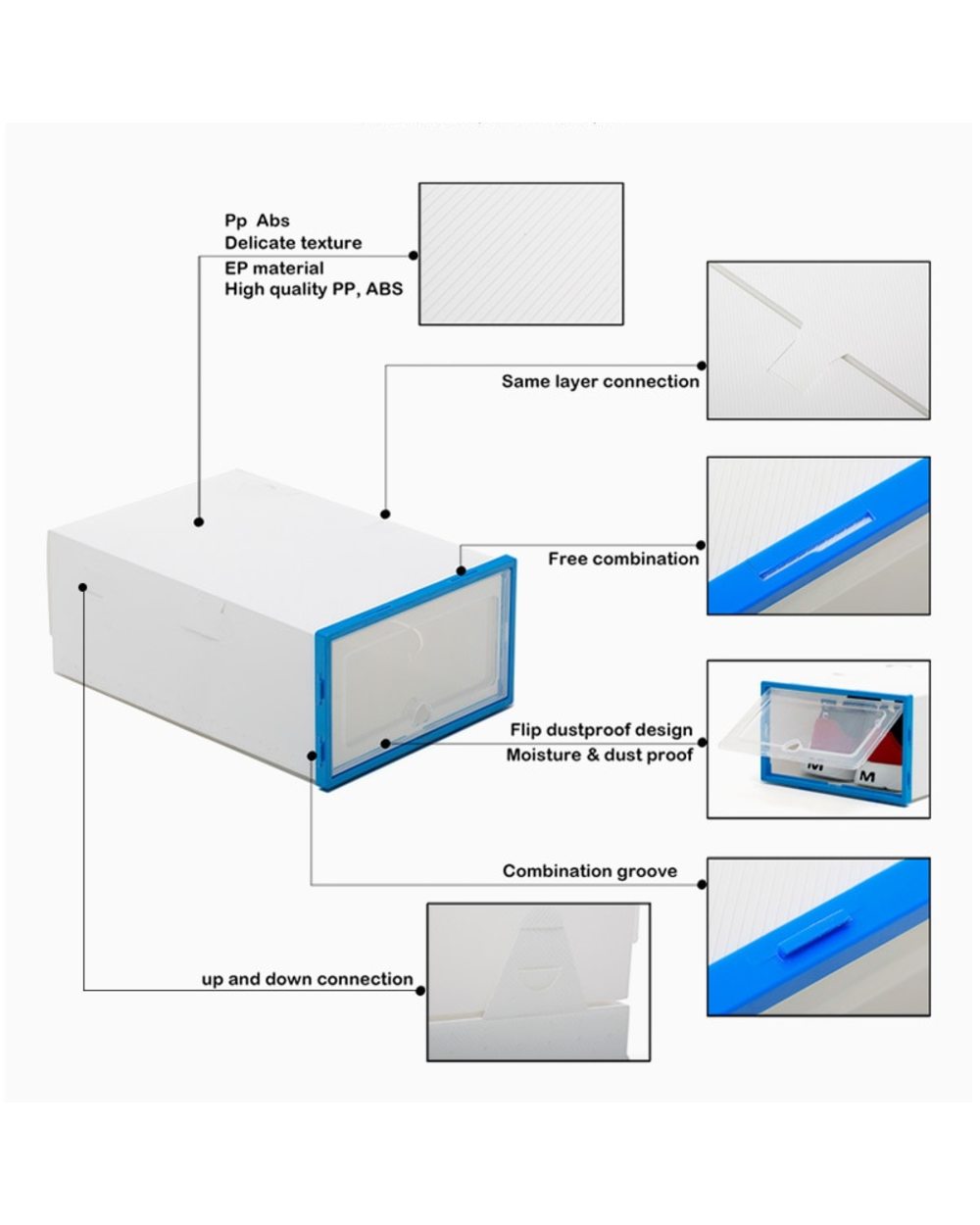 6Packs Transparent Shoe Box Organizers Cabinet front-1