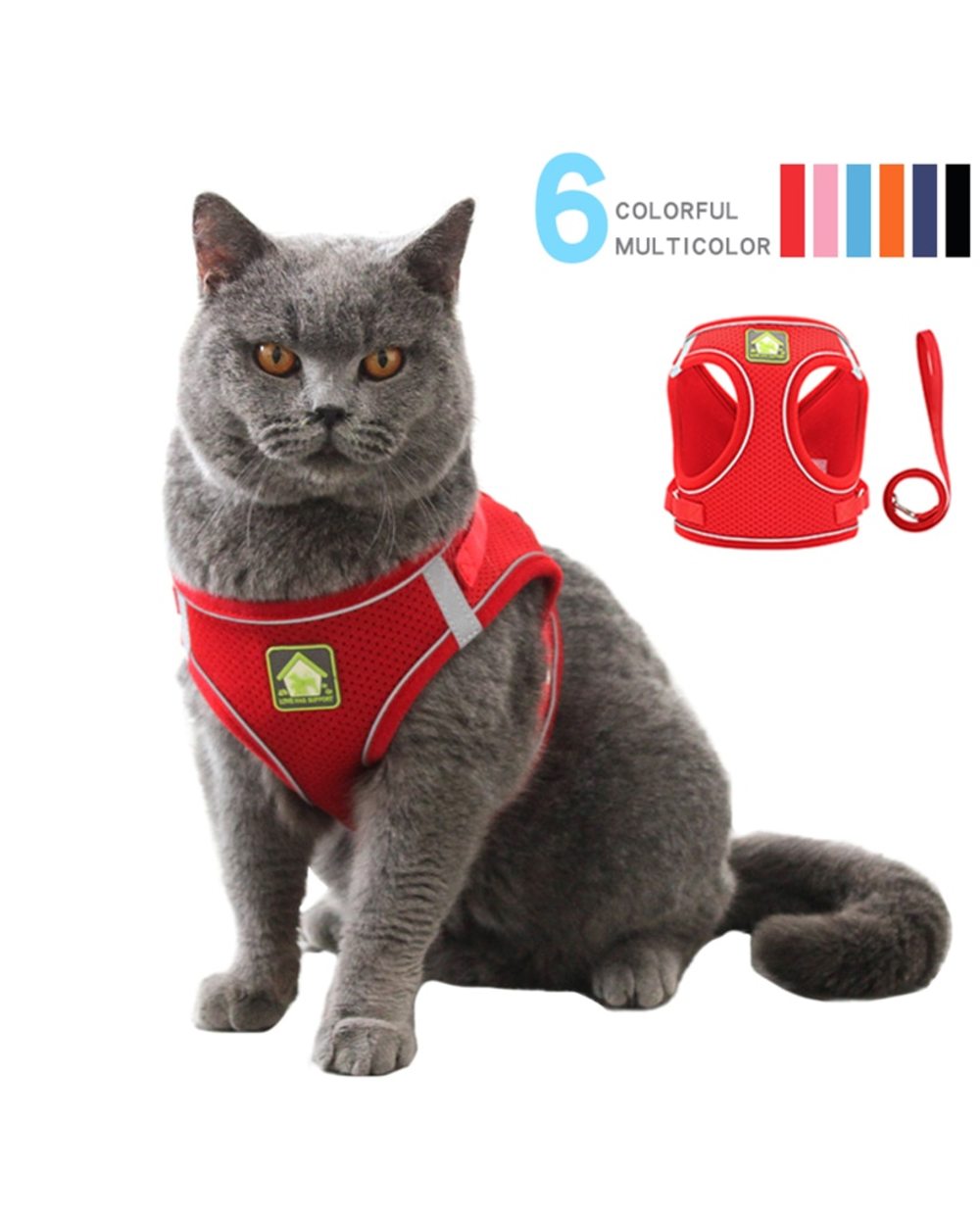 Reflective Puppy Cat Harness Vest front-1