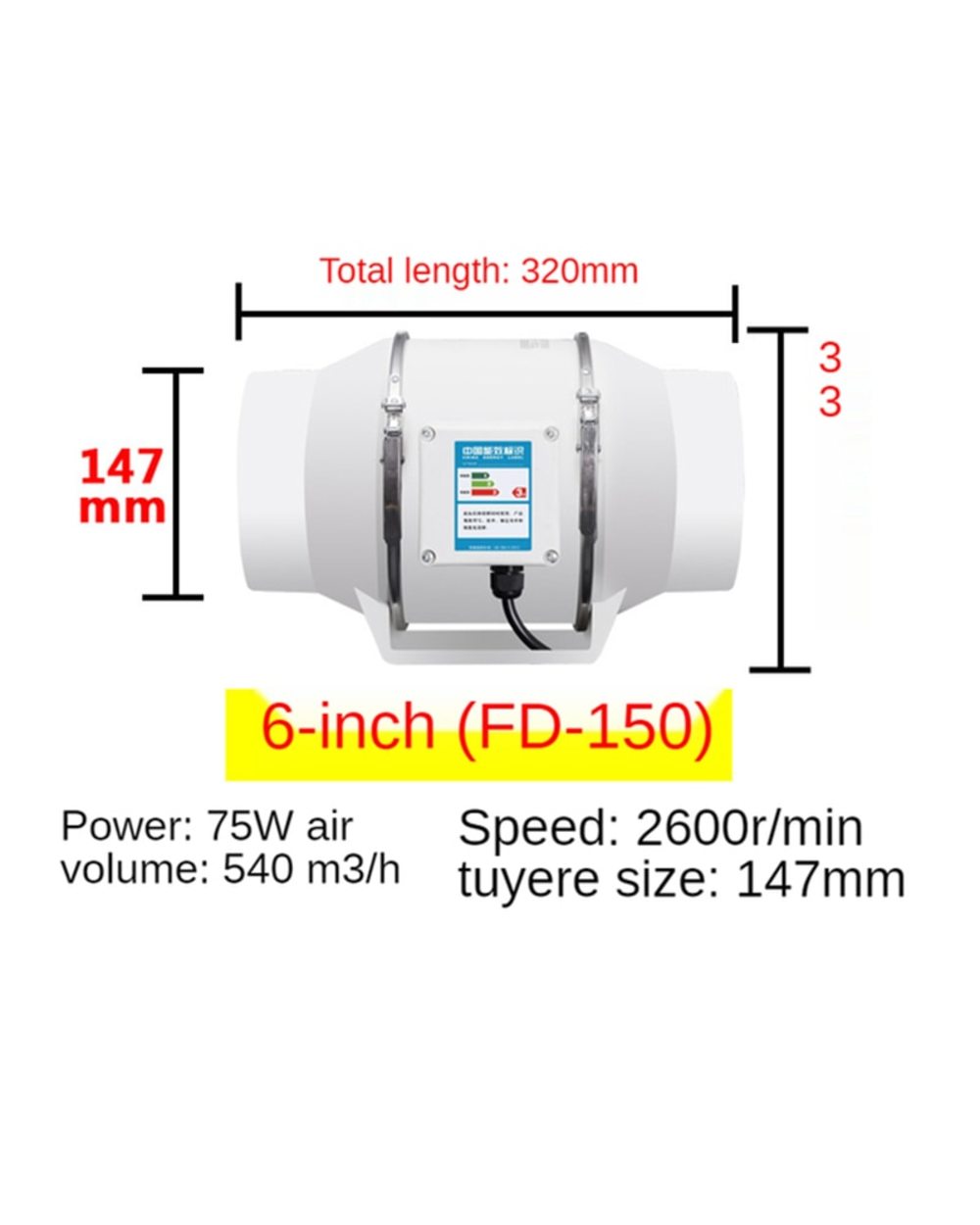 4/5/6 Inch Exhaust Fan Home Silent Inline Pipe Duct Fan Bathroom 220V Extractor Ventilation Kitchen Toilet Wall Air Cle front-5
