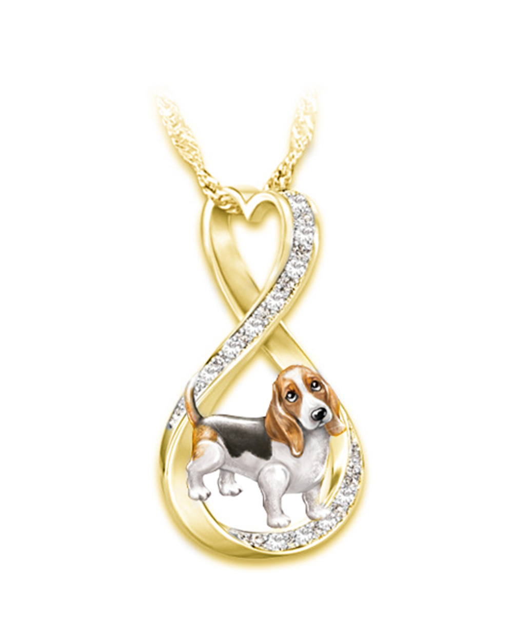 Exquisite Fashion Pet Dog Pendant Infinity Ring Heart Necklace front-5
