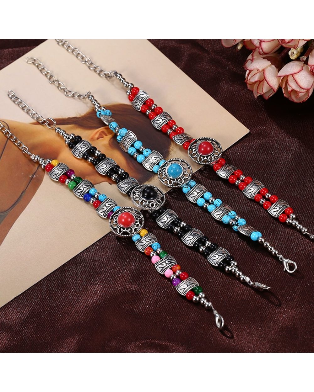 Natural stone Beads Bracelet Strand Bracelets For Women Handmade Jewelry front-1
