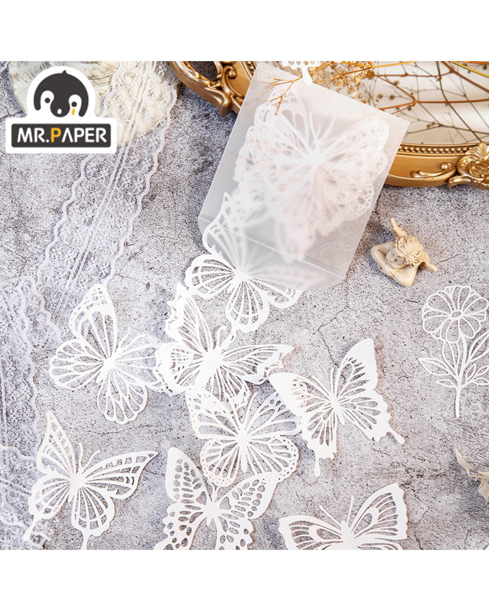 Mr. Paper 8 Designs Good Day Lace Story Series Hollow Lace Material Paper Diy Craft Writing Paper Collage Material Paper front-2