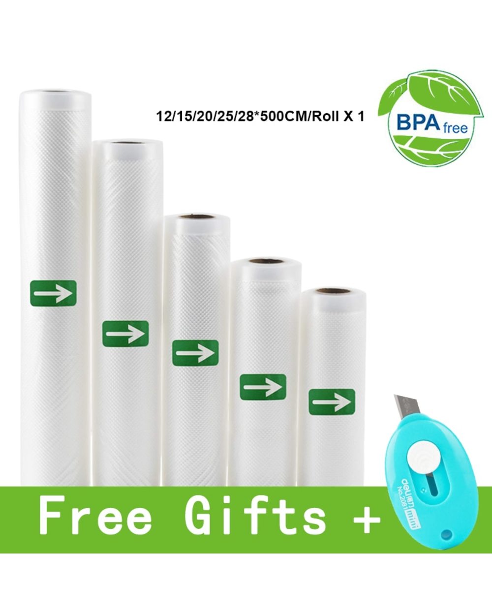5 Rolls/ 2 Rolls Lot Kitchen Food Vacuum Bag Storage Bags For Vacuum Sealer Food Keep 12+15+20+25+28Cm front-0