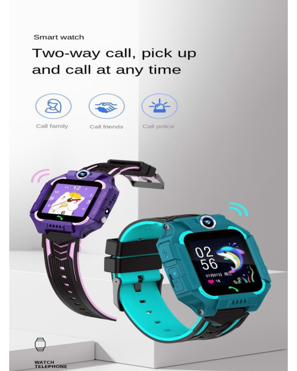 Kids Smart Watch Sim Card SOS Call Phone Smartwatch Photo Waterproof Camera Location Tracker Gift For Boys and Girl front-1