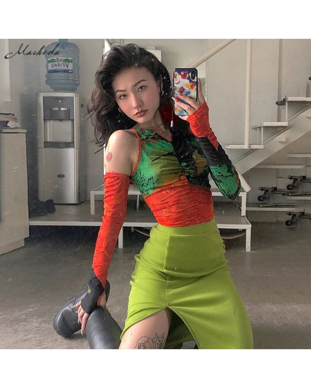 Women Summer Set Crop Top And Long Sleeve Fashion Mesh Slim T-Shirt Lady Streetwear front-4
