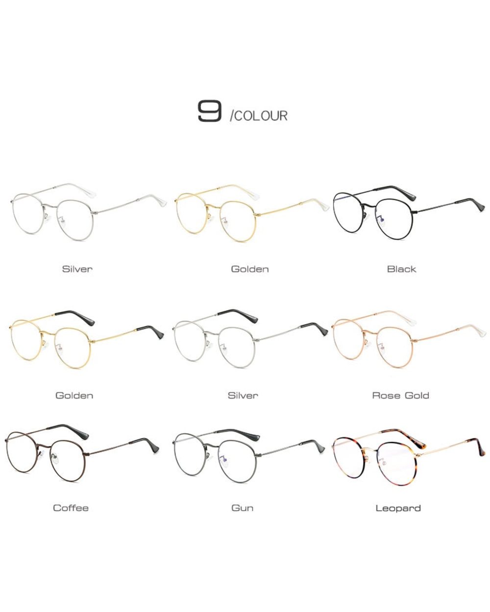 Shauna Classic Anti-Blue Light Glasses Frame Brand Designer Fashion Round Metal Optical Frames Computer Glasses front-1