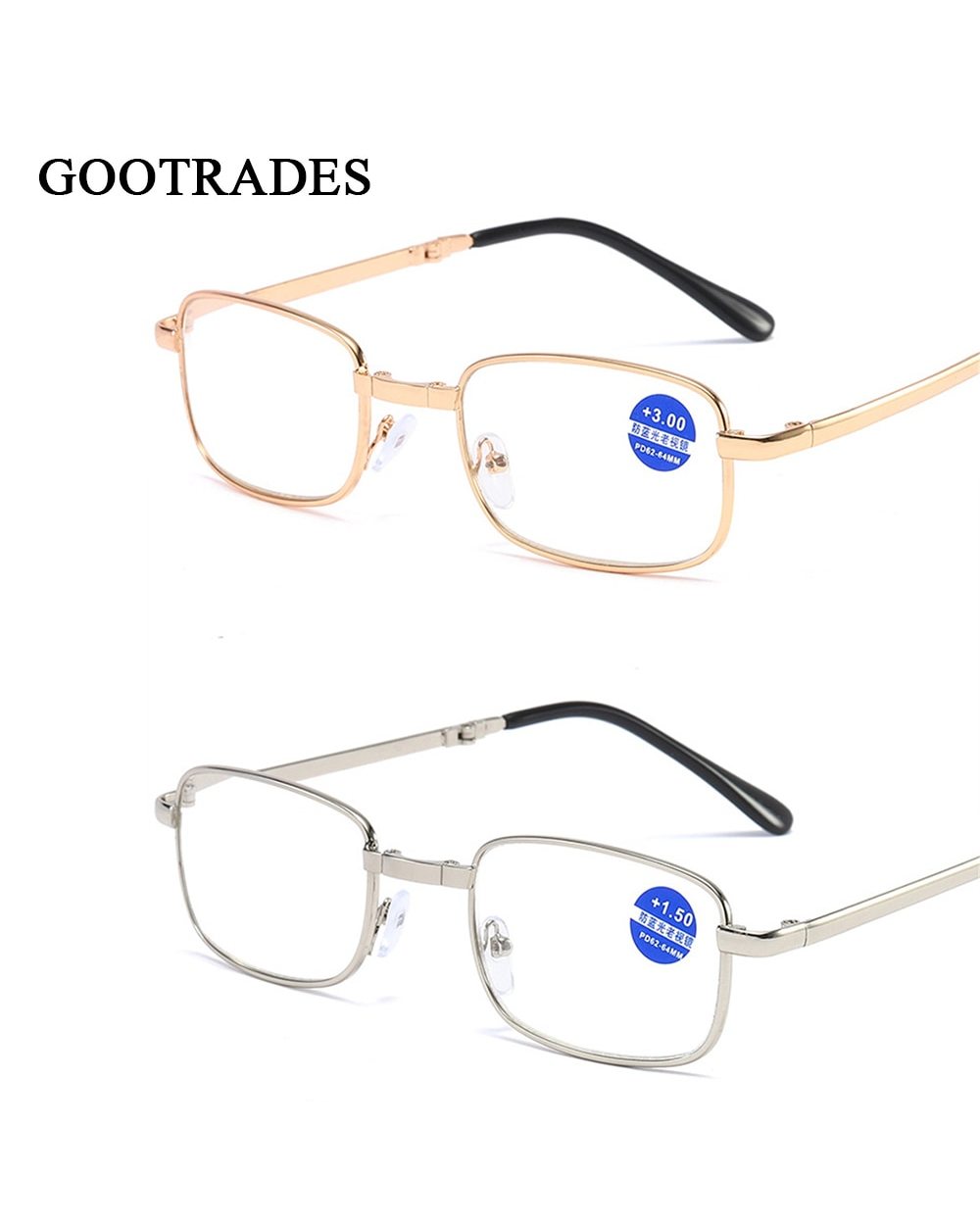 Foldable Reading Glasses Folding Presbyopia Men Women Metal Retro Computer Reading Glasses With Case 1.0 1.5 2.0 2.5 3. front-1