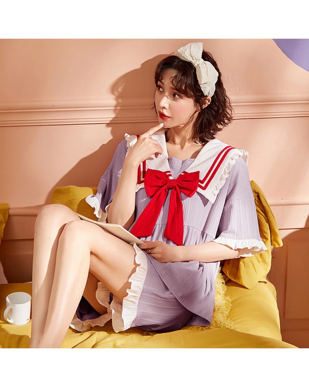 Cute Women Pajamas Sets Spring And Summer Cotton Sleepwear Cute Plus Size Pijamas Female Homewear tspidy front-3