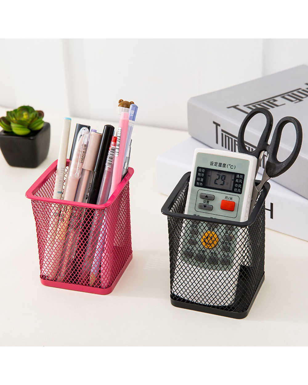 Large Capacity Desk Pen Holder Pencil Makeup Storage Box Desktop Organizer Stand Case School Office Stationery front-1